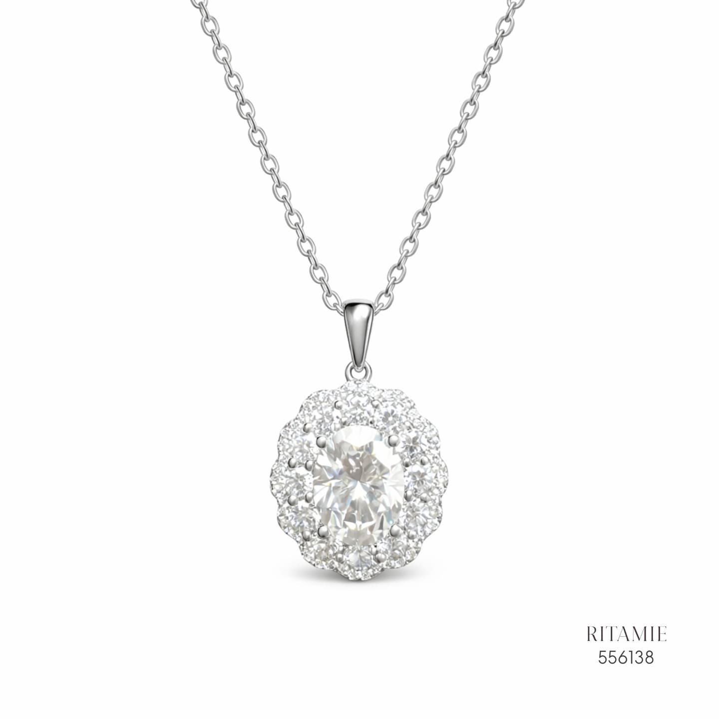 The Luminous Bloom Silver Moissanite Necklace 556138