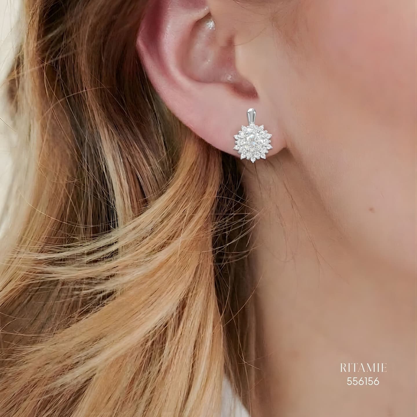 The Stellar Sunflower Silver Moissanite Earrings 556156