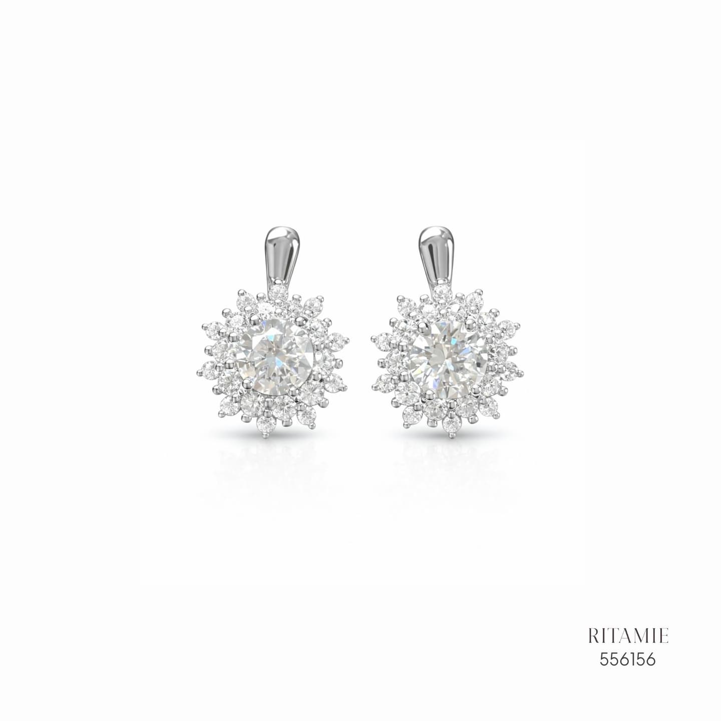 The Stellar Sunflower Silver Moissanite Earrings 556156