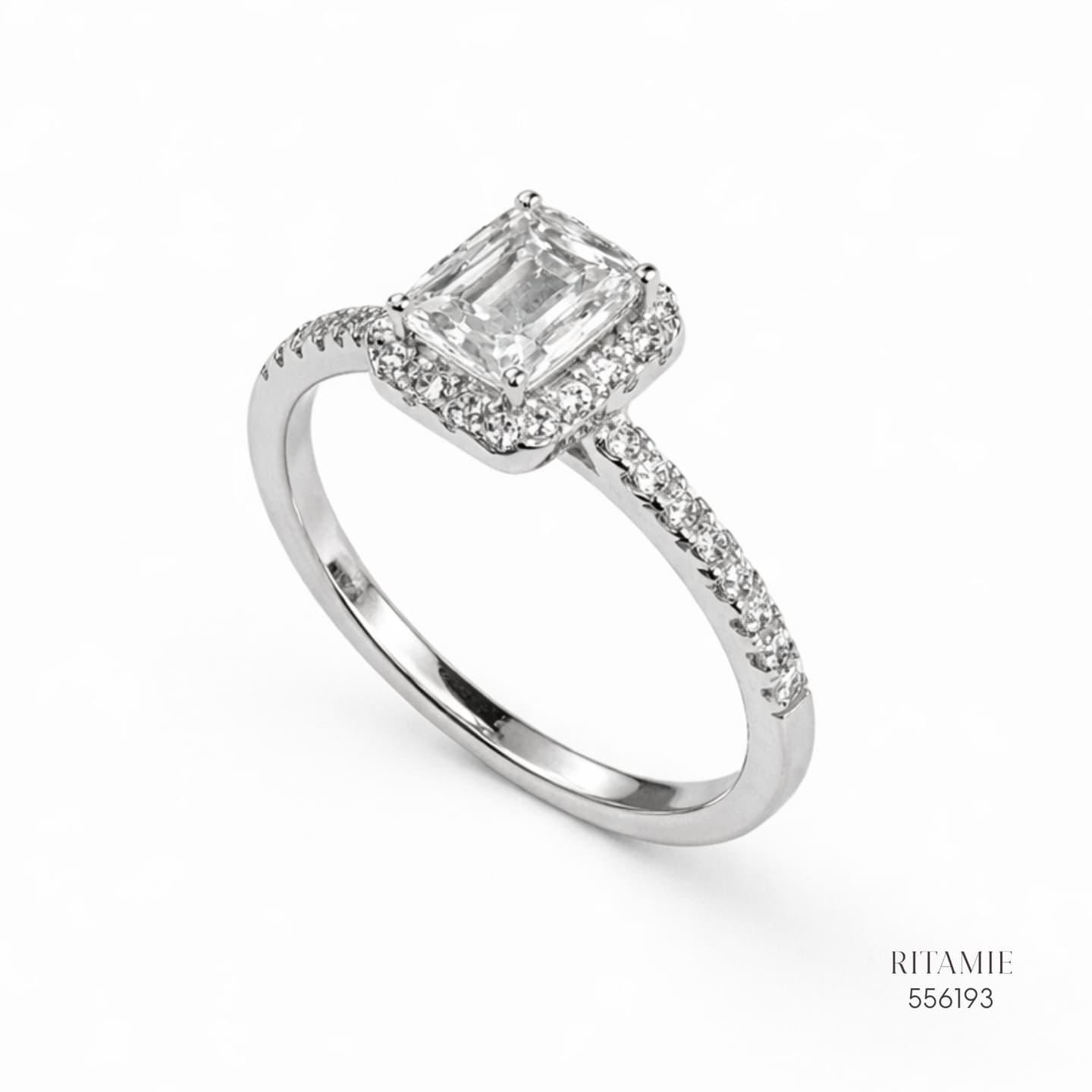 Emerald Halo Pav? Moissanite Ring 556193