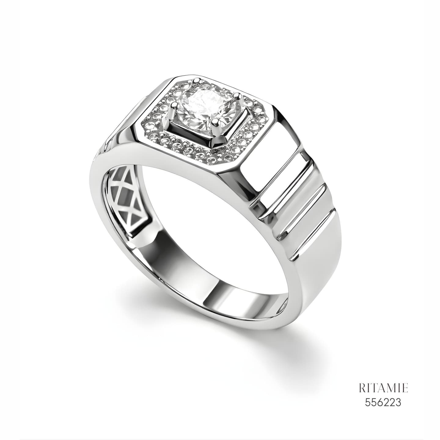 The Modern Sovereign Silver Moissanite Ring 556223