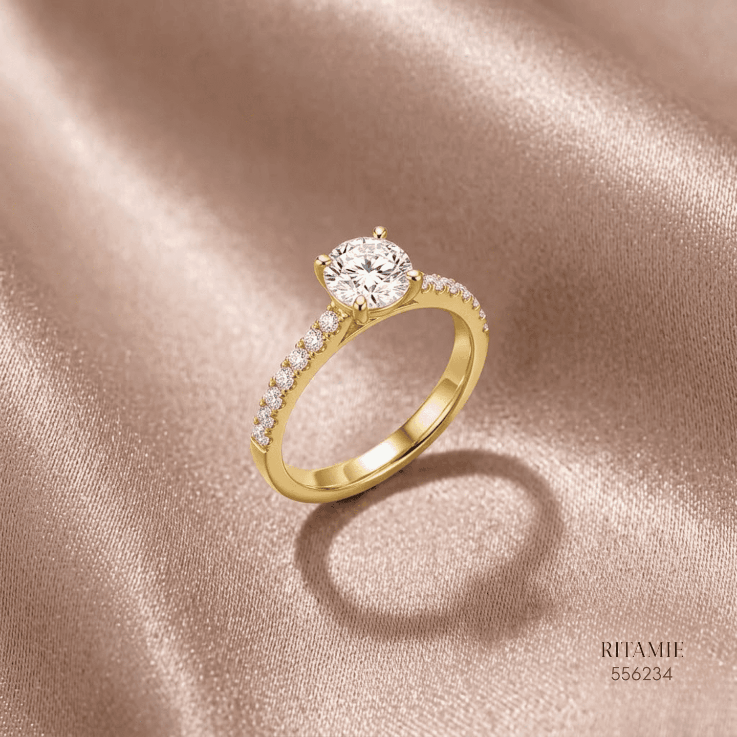 Golden Radiance Pavé Diamond Ring 556234