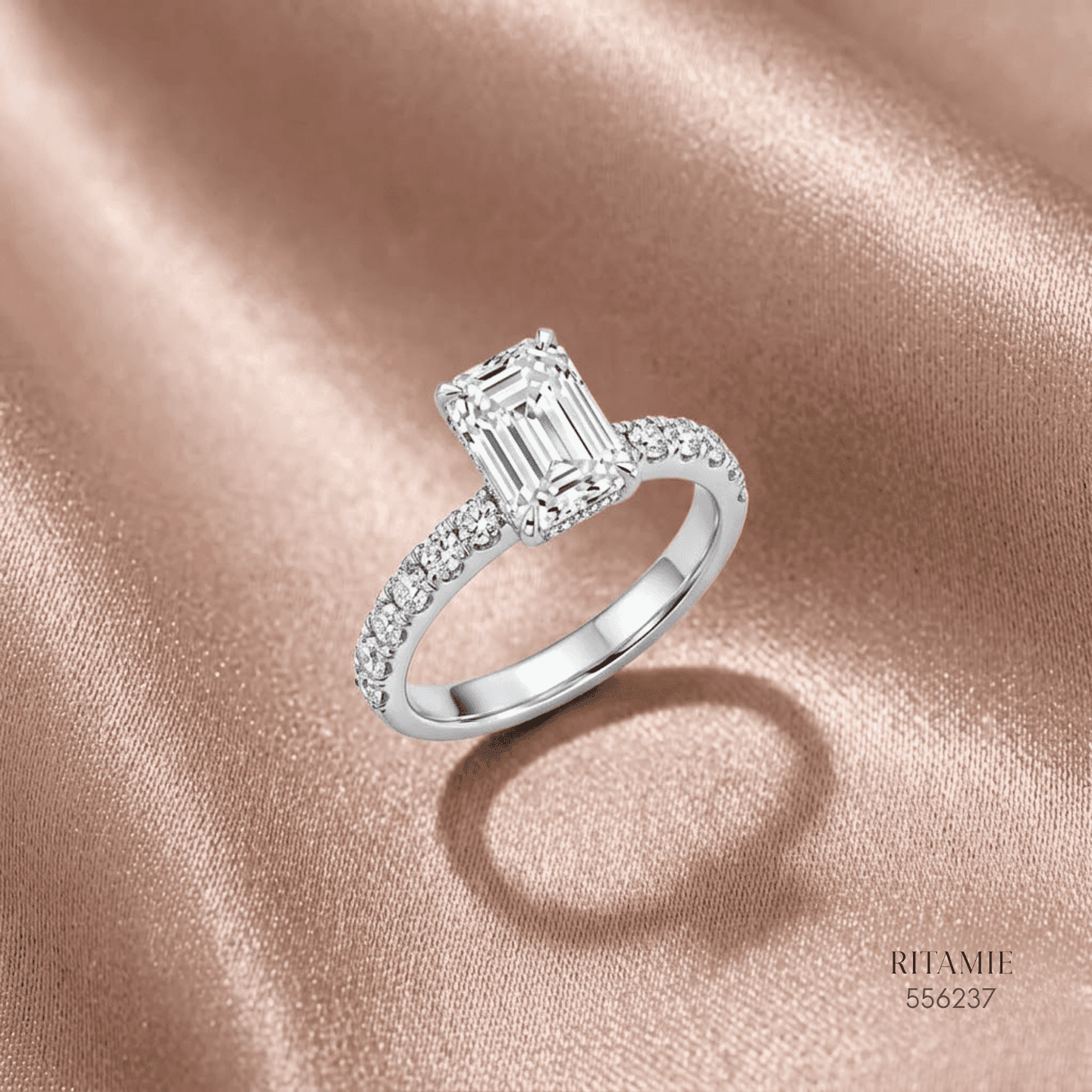 Emerald Luxe Pavé Lab Grown Diamond Ring 556237