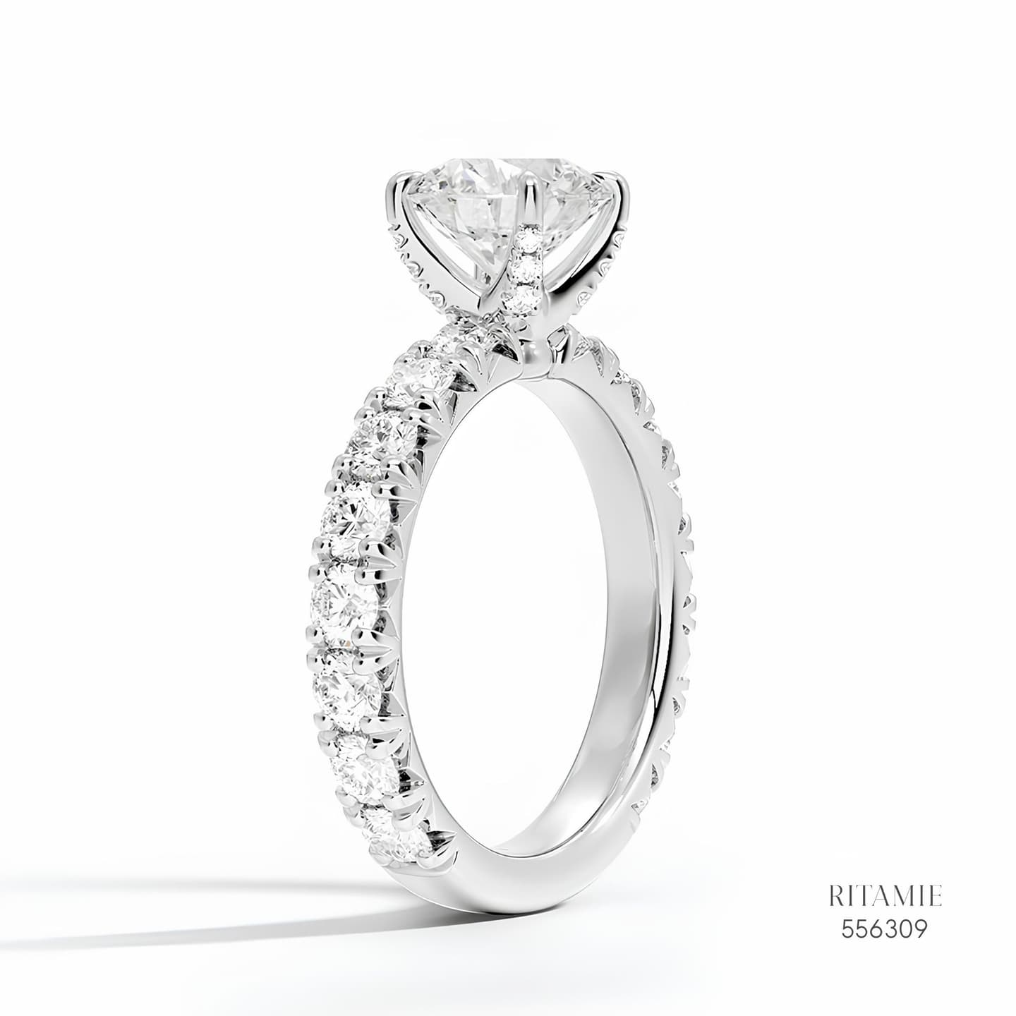 Cushion Cut Pave Engagement Ring 556309