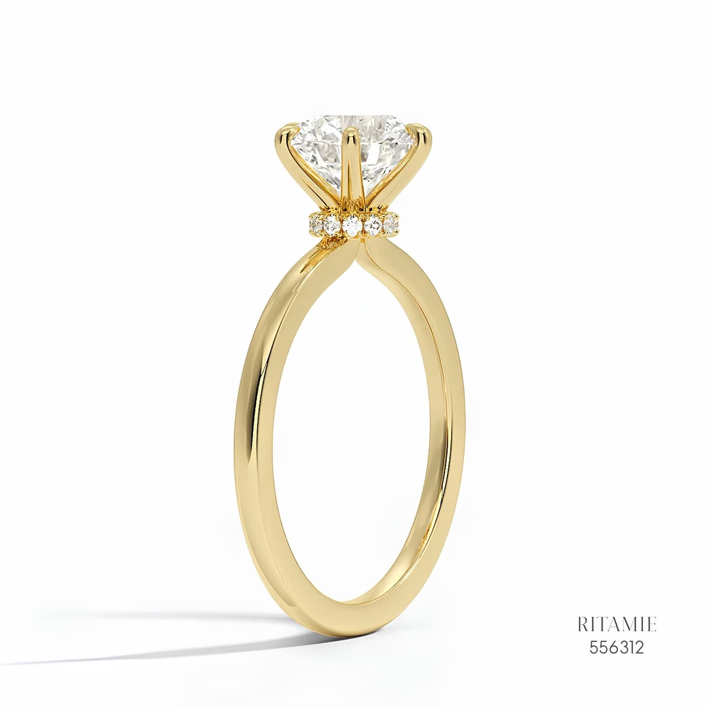 Oval Hidden Halo Solitaire Ring 556312
