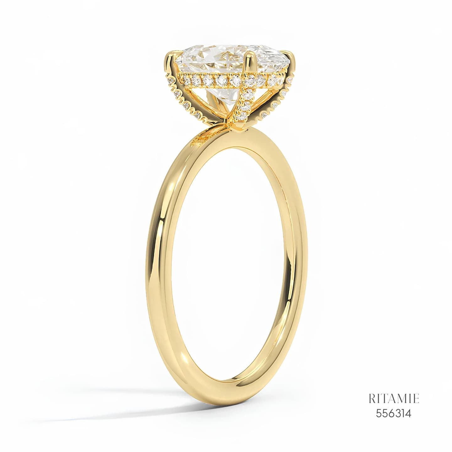 Oval Hidden Halo Solitaire Ring 556314