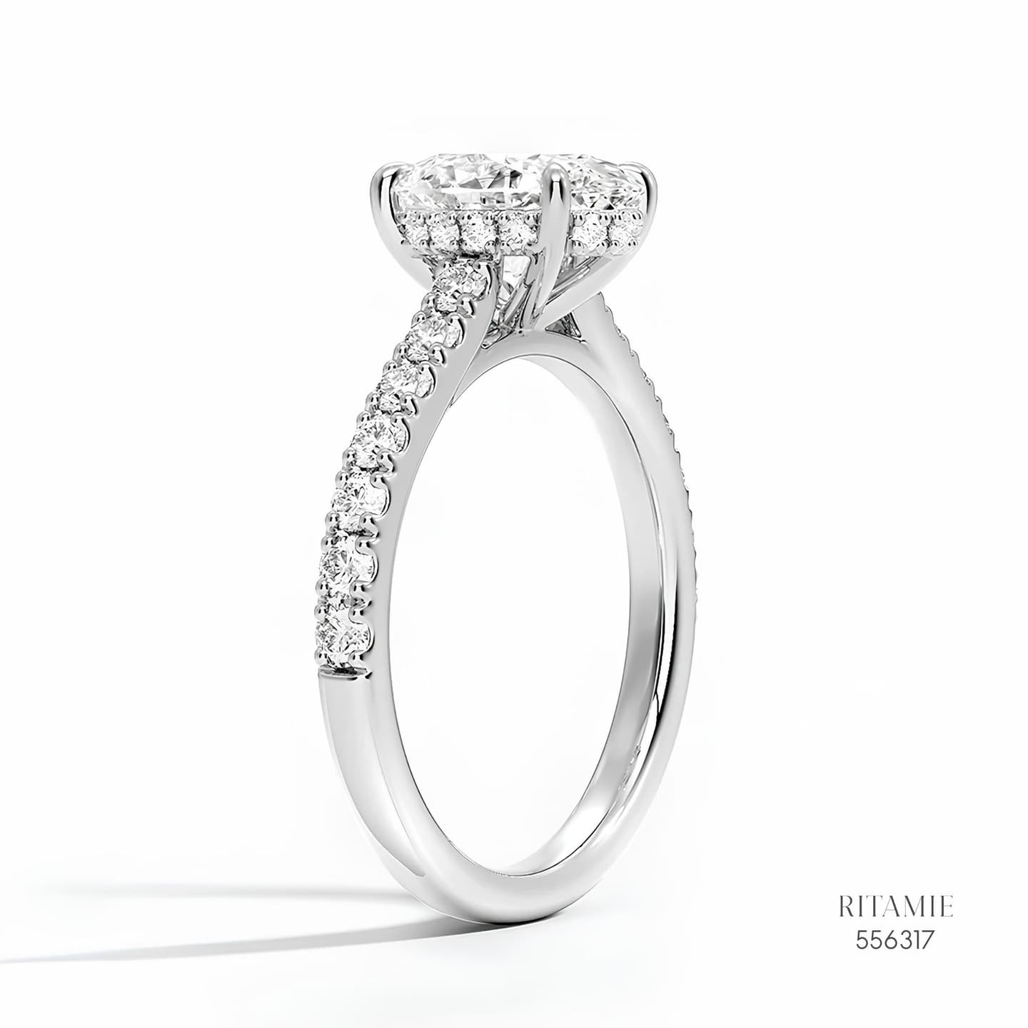 Round Brilliant Pave Hidden Halo Ring 556316