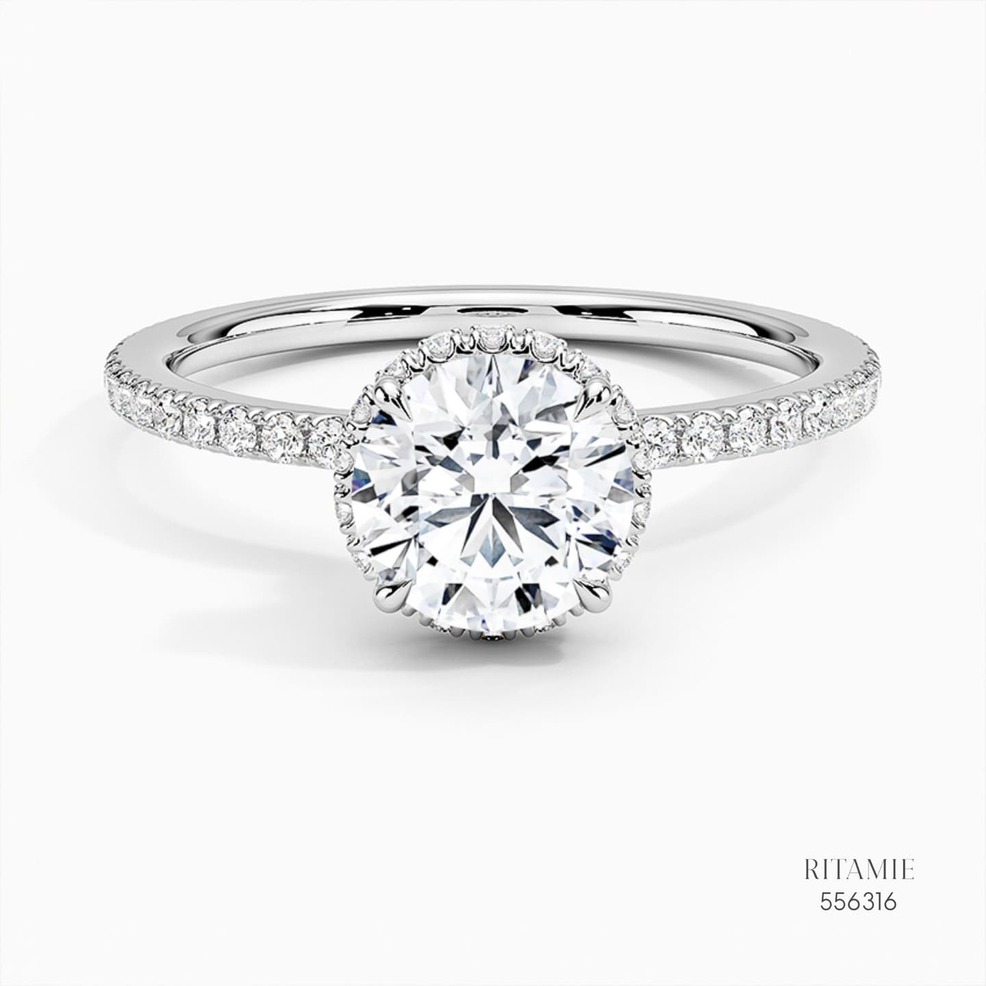 Round Brilliant Pave Hidden Halo Ring 556316