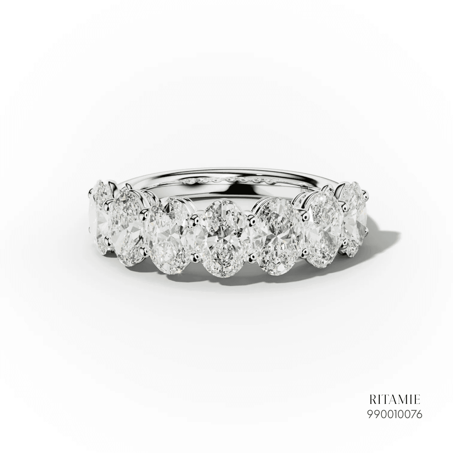 Oval Diamond White Gold Anniversary Band Ring 990010076