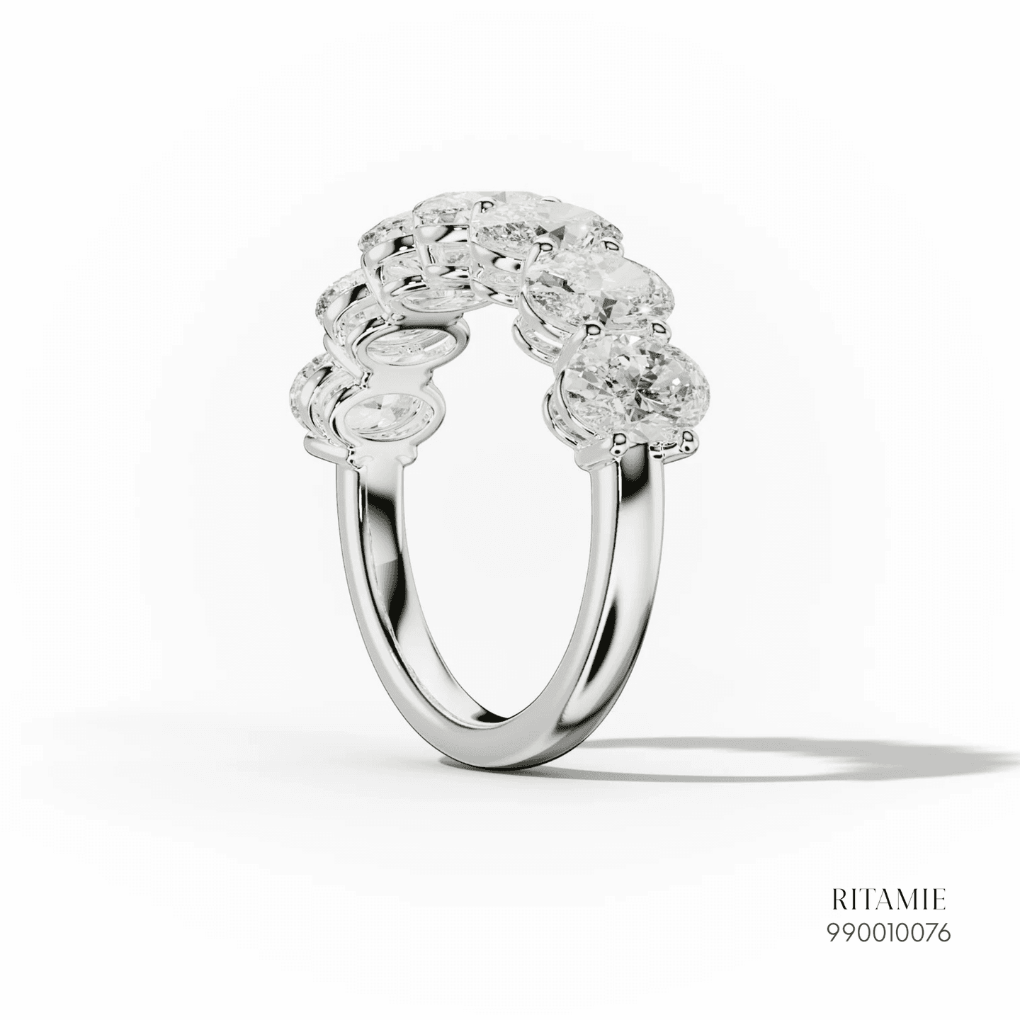 Oval Diamond White Gold Anniversary Band Ring 990010076
