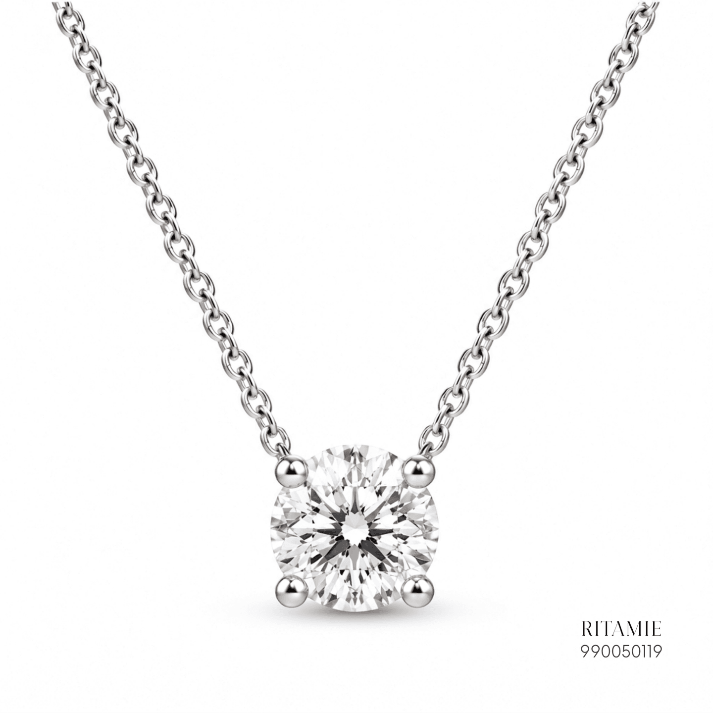 Four-Prong Round Solitaire Diamond Pendant Necklace 990050119