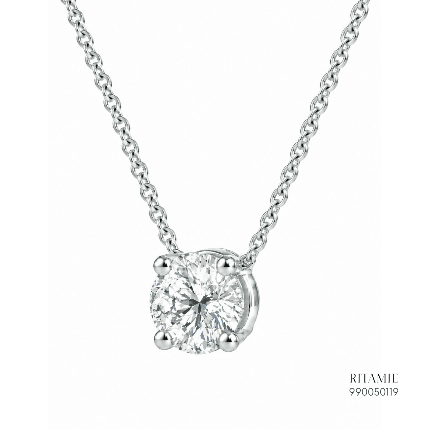 Four-Prong Round Solitaire Diamond Pendant Necklace 990050119