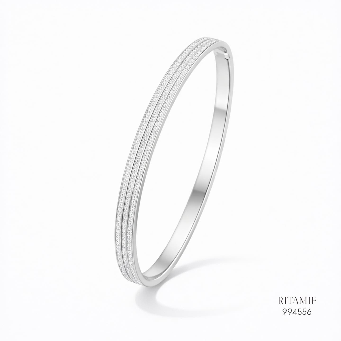 The Triple Row Brilliance Moissanite Silver Bangle 994556