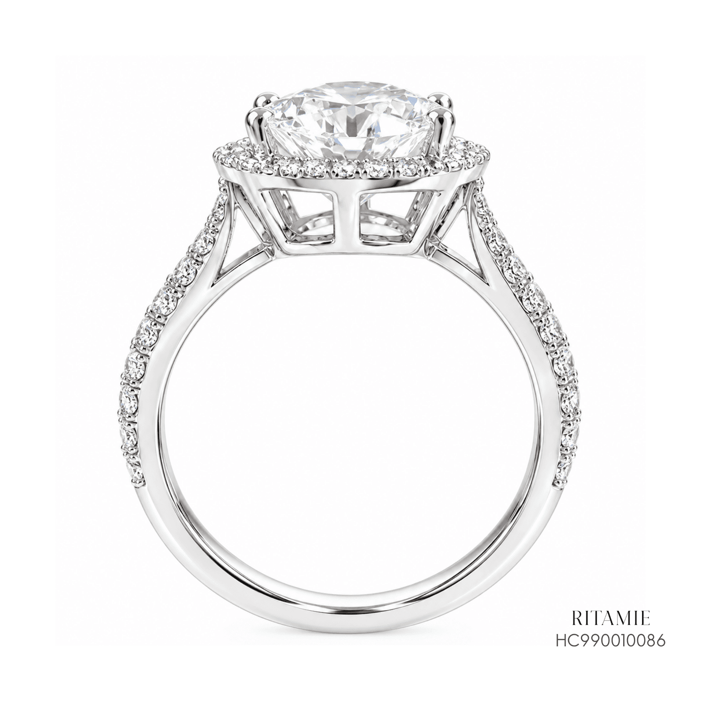 Round Brilliant Cut Lab Grown Diamond Halo Ring HC990010086