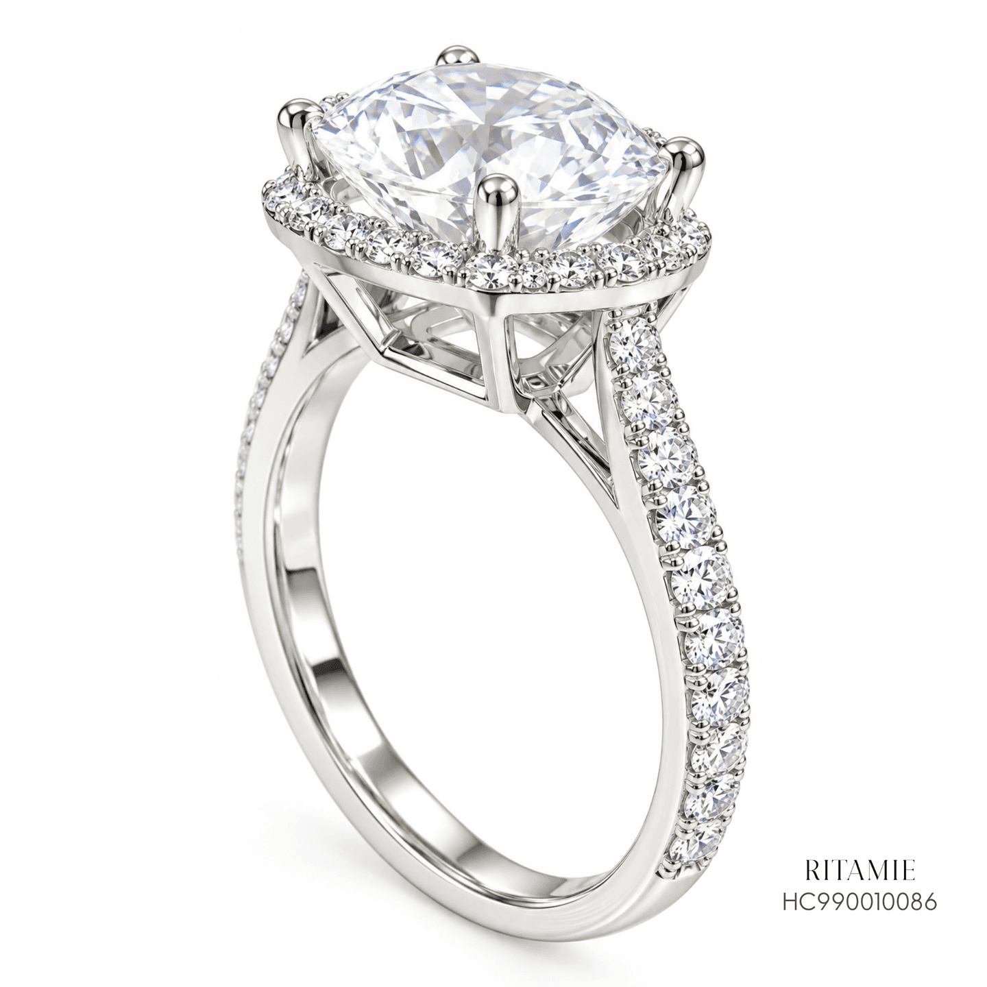 Round Brilliant Cut Lab Grown Diamond Halo Ring HC990010086