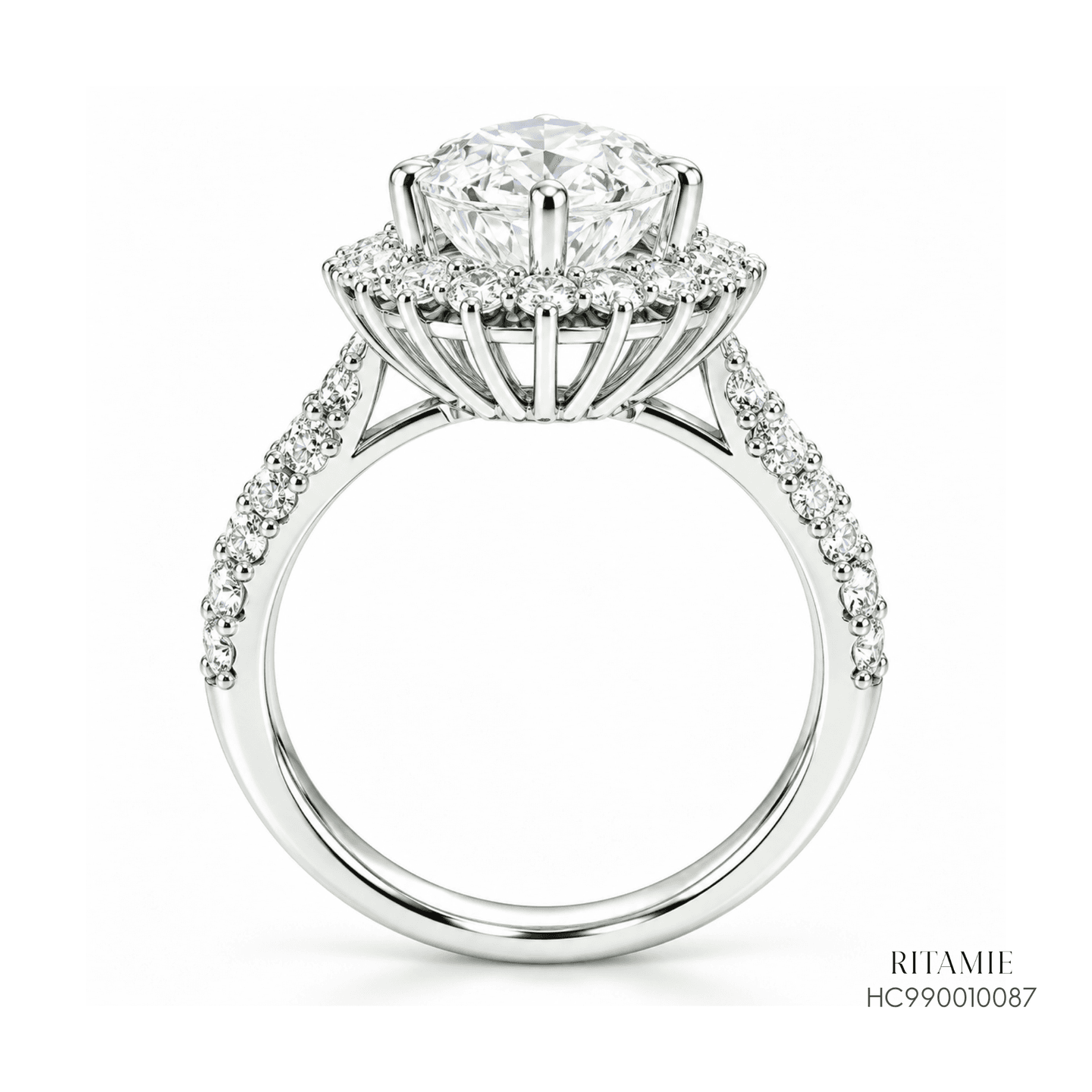 Lab-Grown Pear Cut Diamond Halo Ring HC990010087