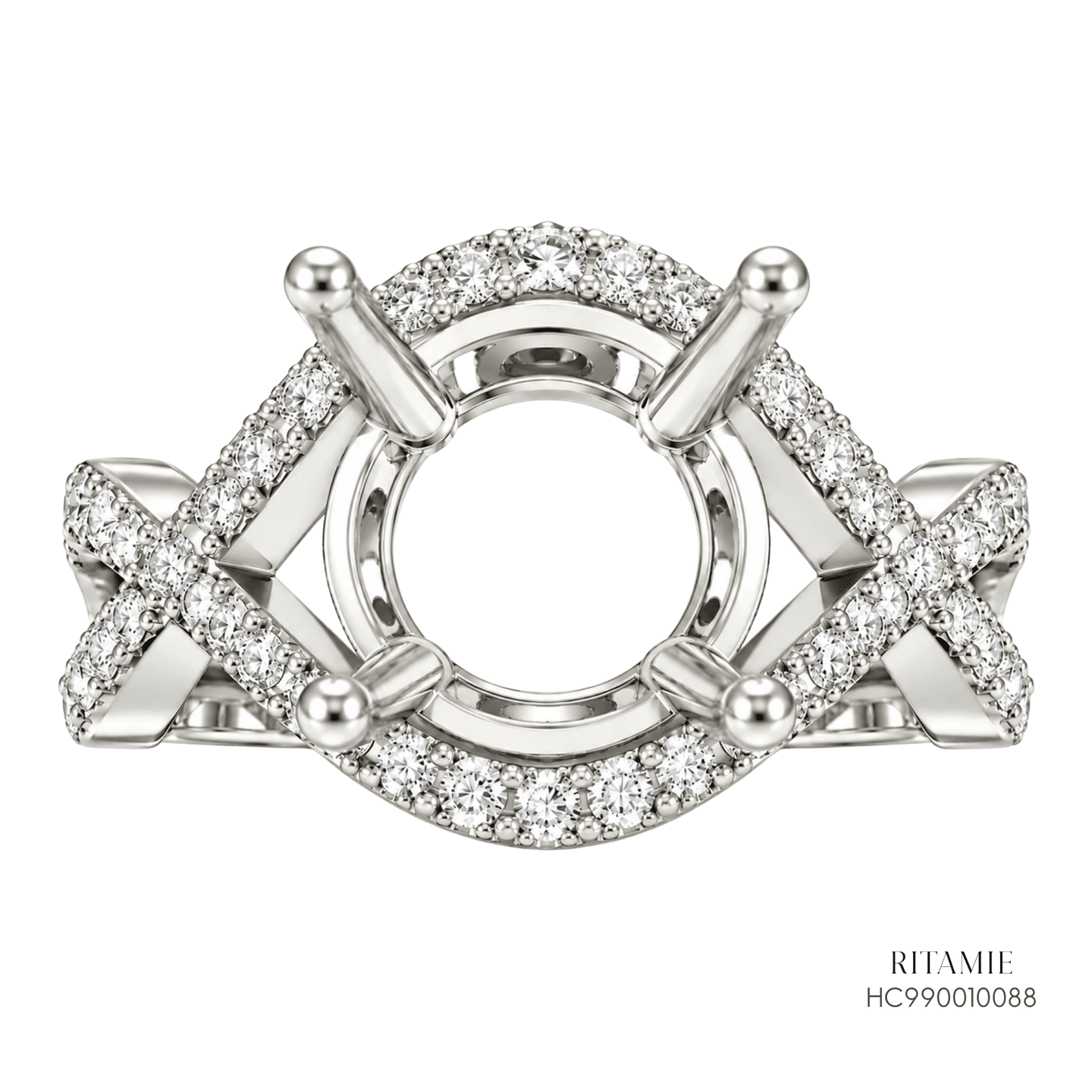 Pave Infinity Halo Diamond Ring Setting (4CT) HC990010088