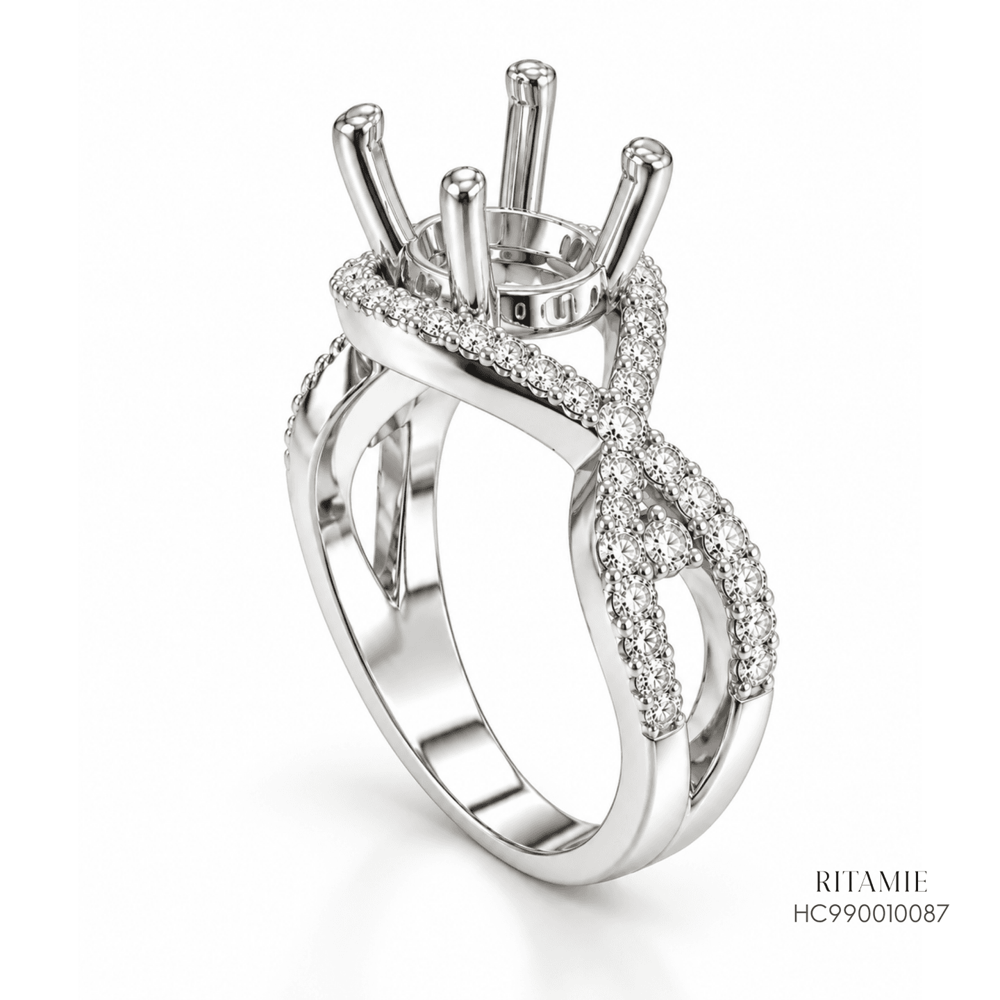 Pave Infinity Halo Diamond Ring Setting (4CT) HC990010088