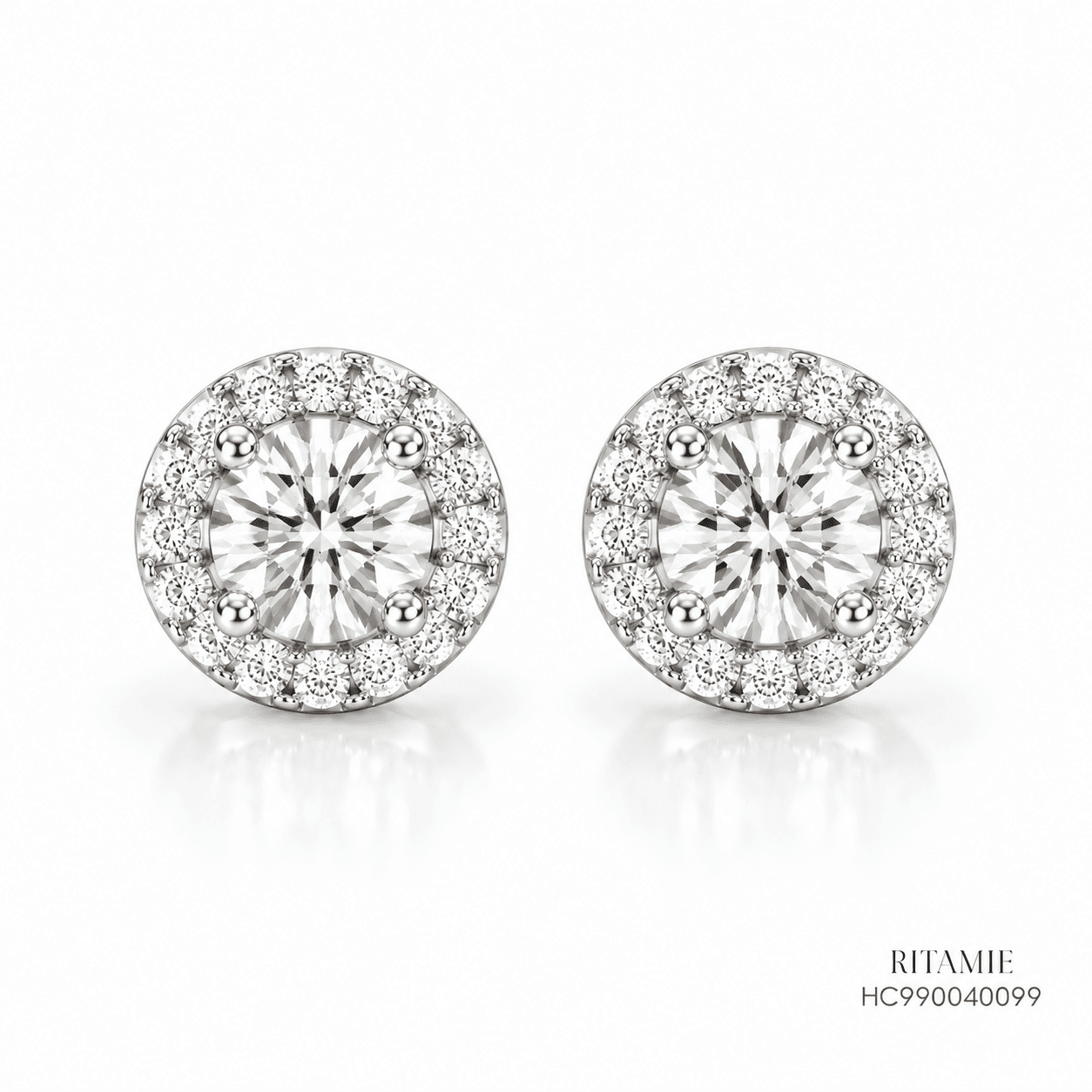 Round Lab Diamond Halo Drop Earrings HC990040099