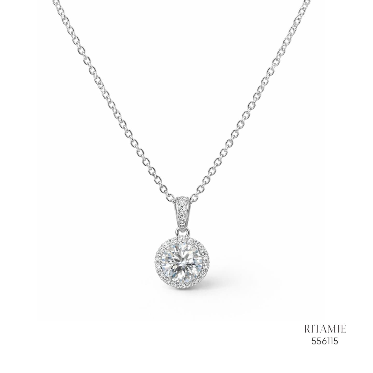 The Luminous Halo Silver Moissanite Necklace 556115