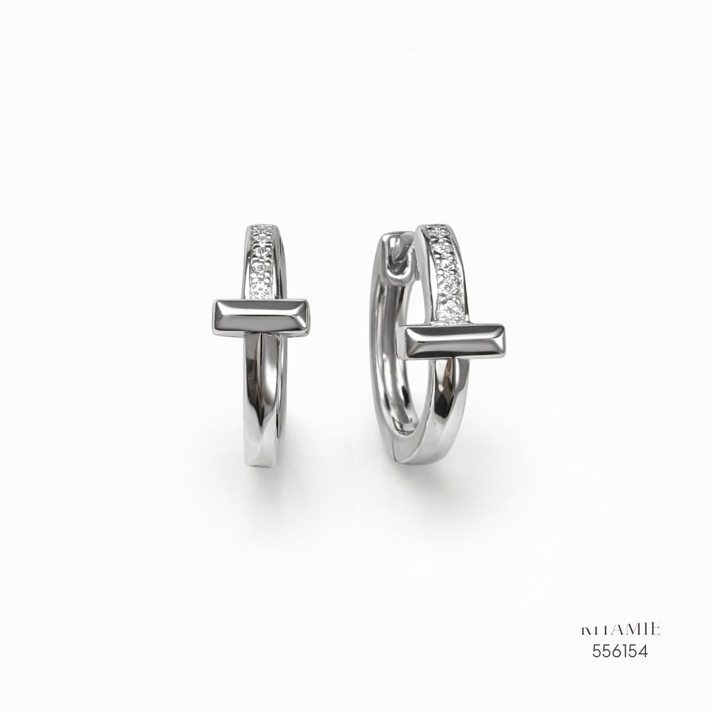 The T-Smile Radiant Silver Moissanite Hoops 556154