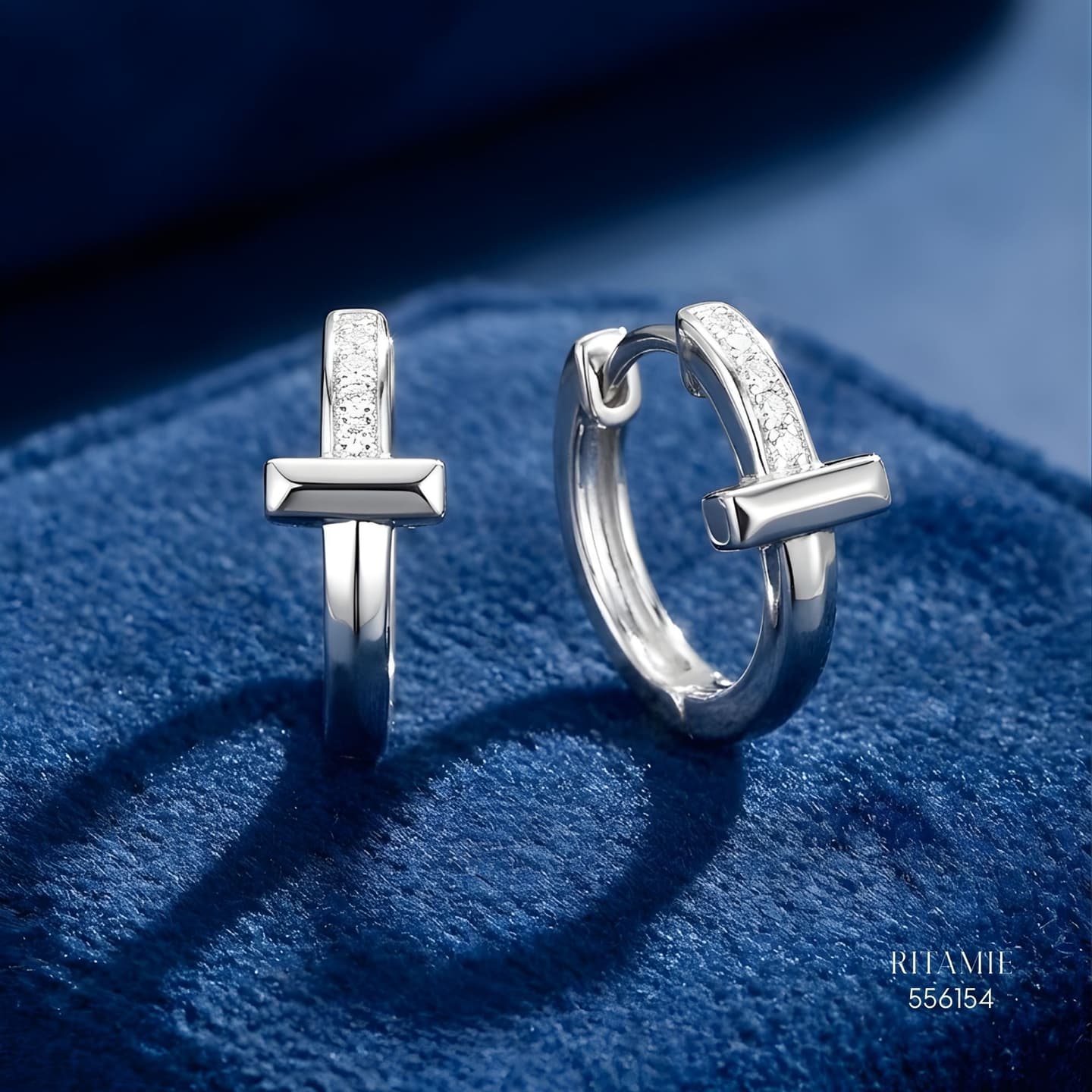 The T-Smile Radiant Silver Moissanite Hoops 556154