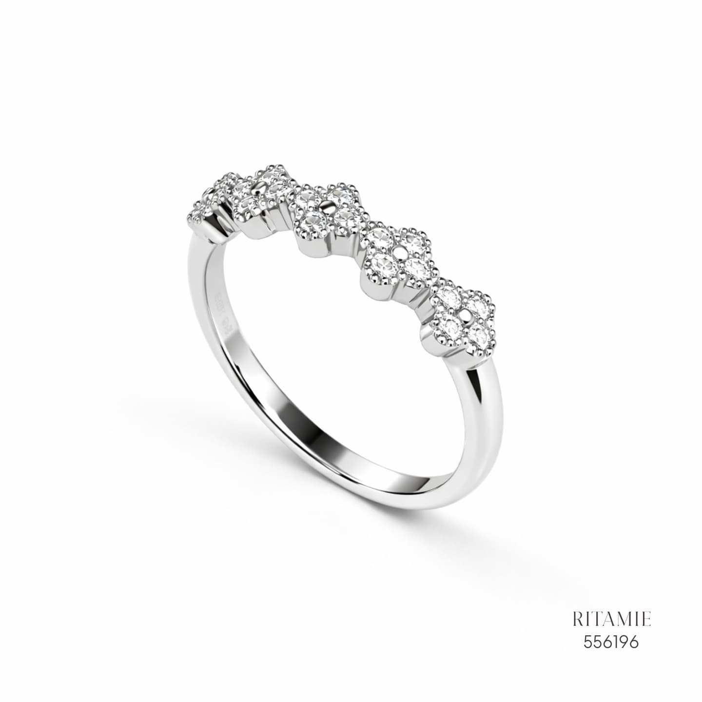 Clover Blossom Moissanite Silver Ring 556196