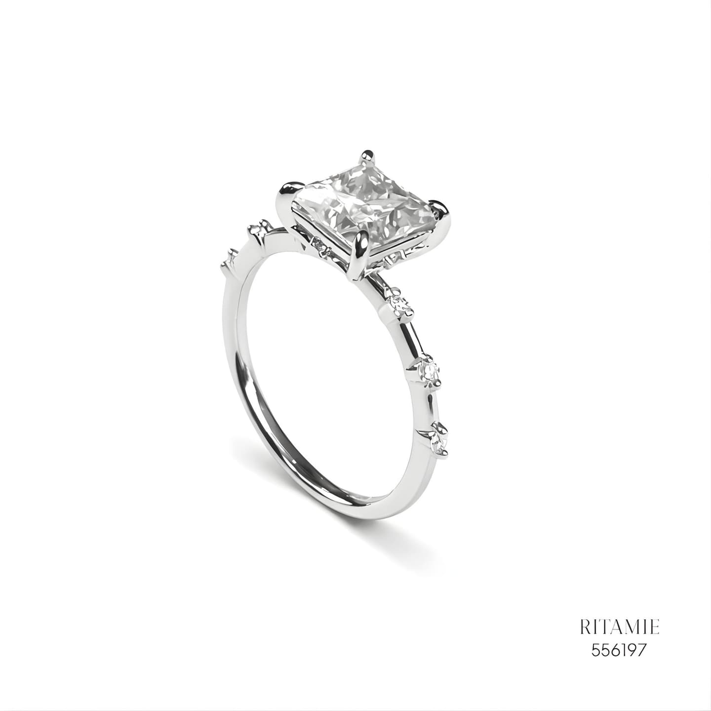 Princess Bubble Moissanite Silver Ring 556197