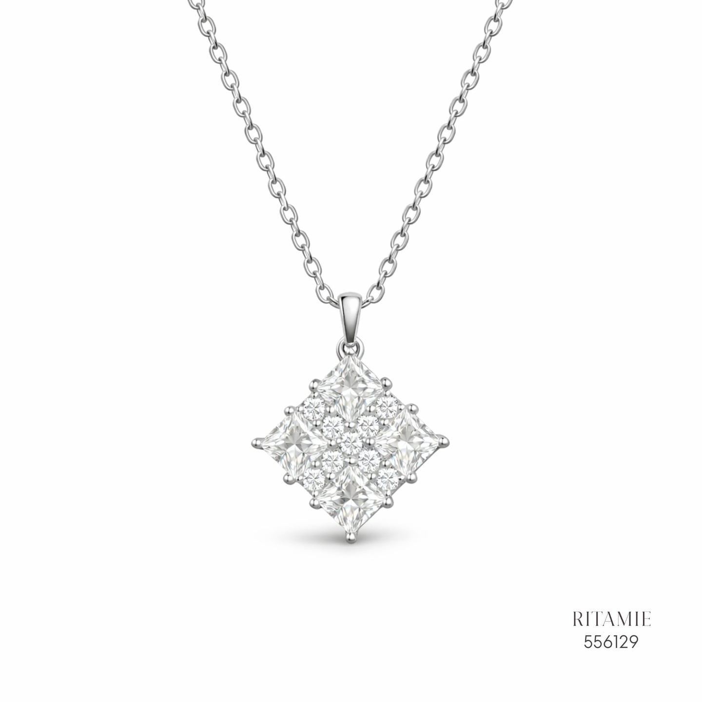 The Stellar Prism Silver Moissanite Necklace 556129