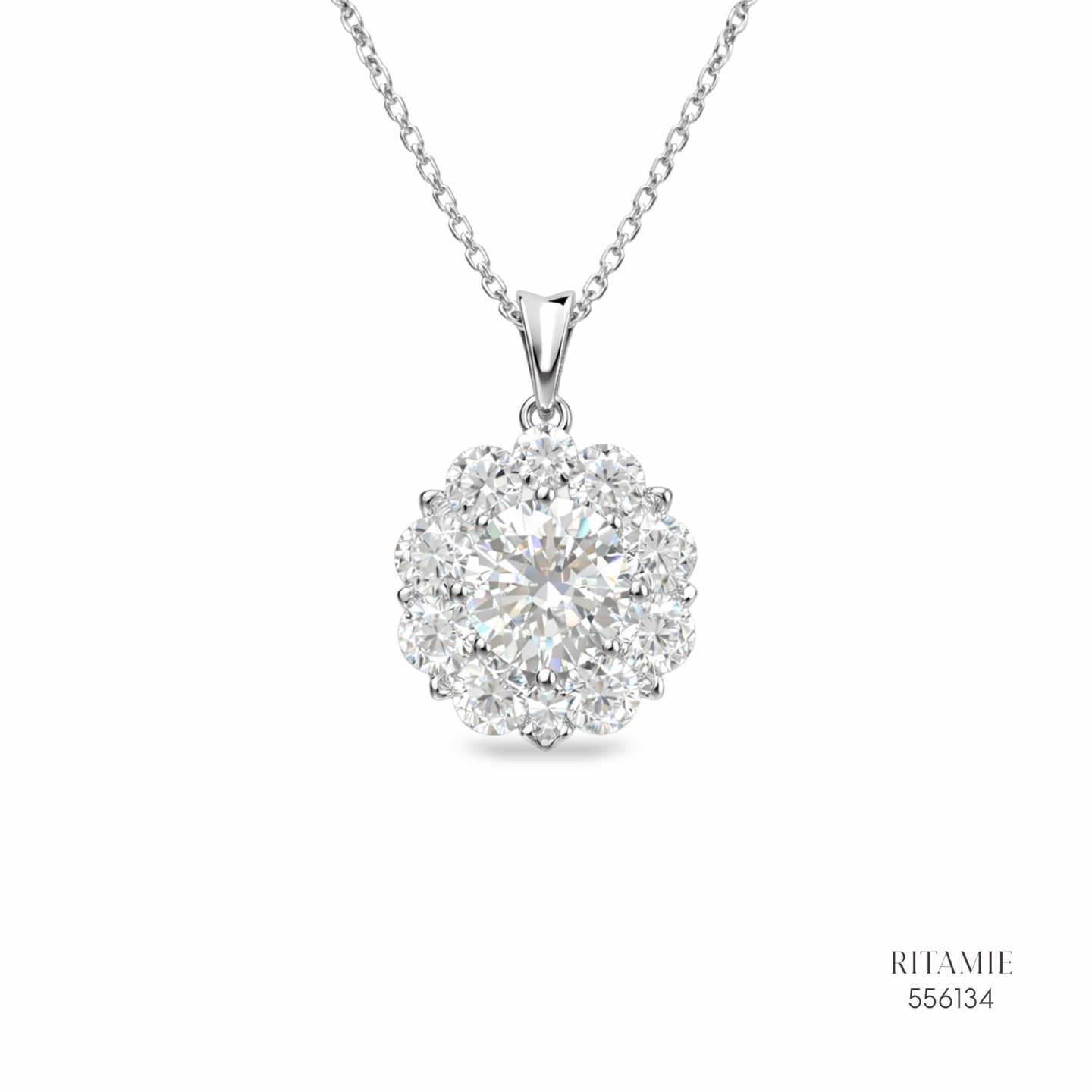 The Floral Radiance Silver Moissanite Necklace 556134