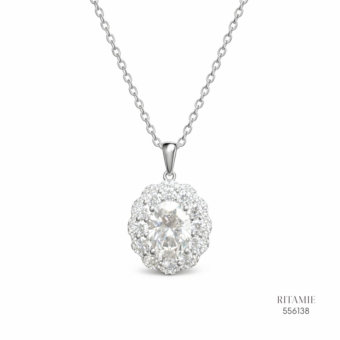 The Luminous Bloom Silver Moissanite Necklace 556138
