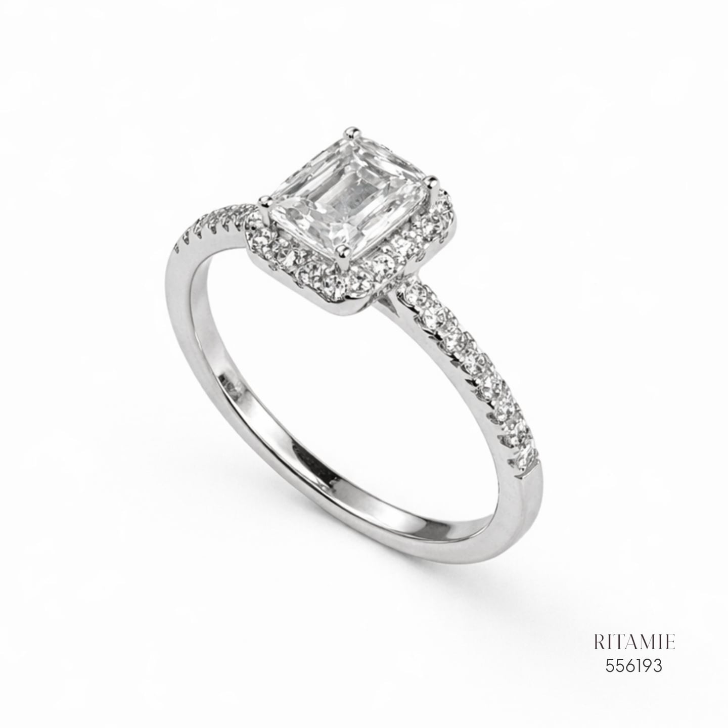 Emerald Halo Pav? Moissanite Ring 556193