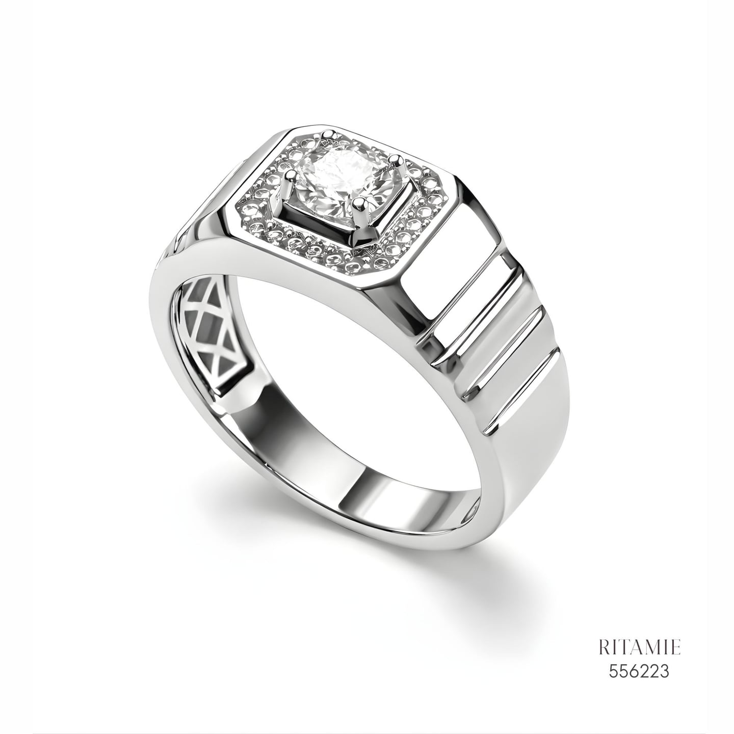 The Modern Sovereign Silver Moissanite Ring 556223