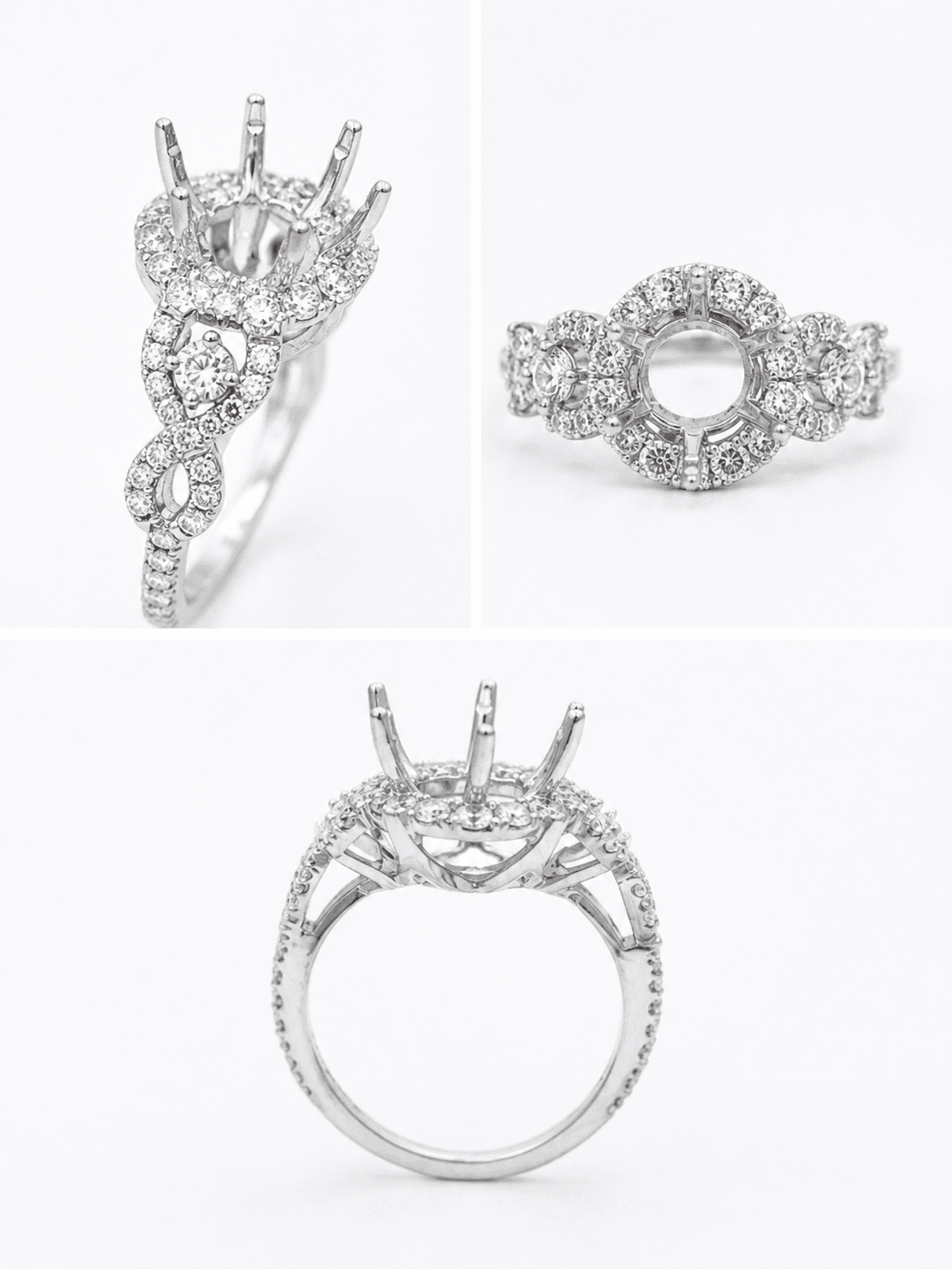 Diamond Halo Twisted Shank Ring 556306