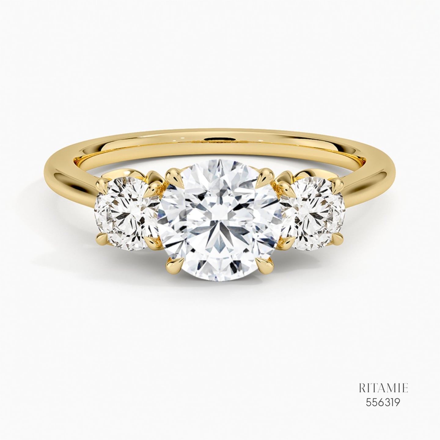 Three-Stone Pear &amp; Round Diamond Ring 556319