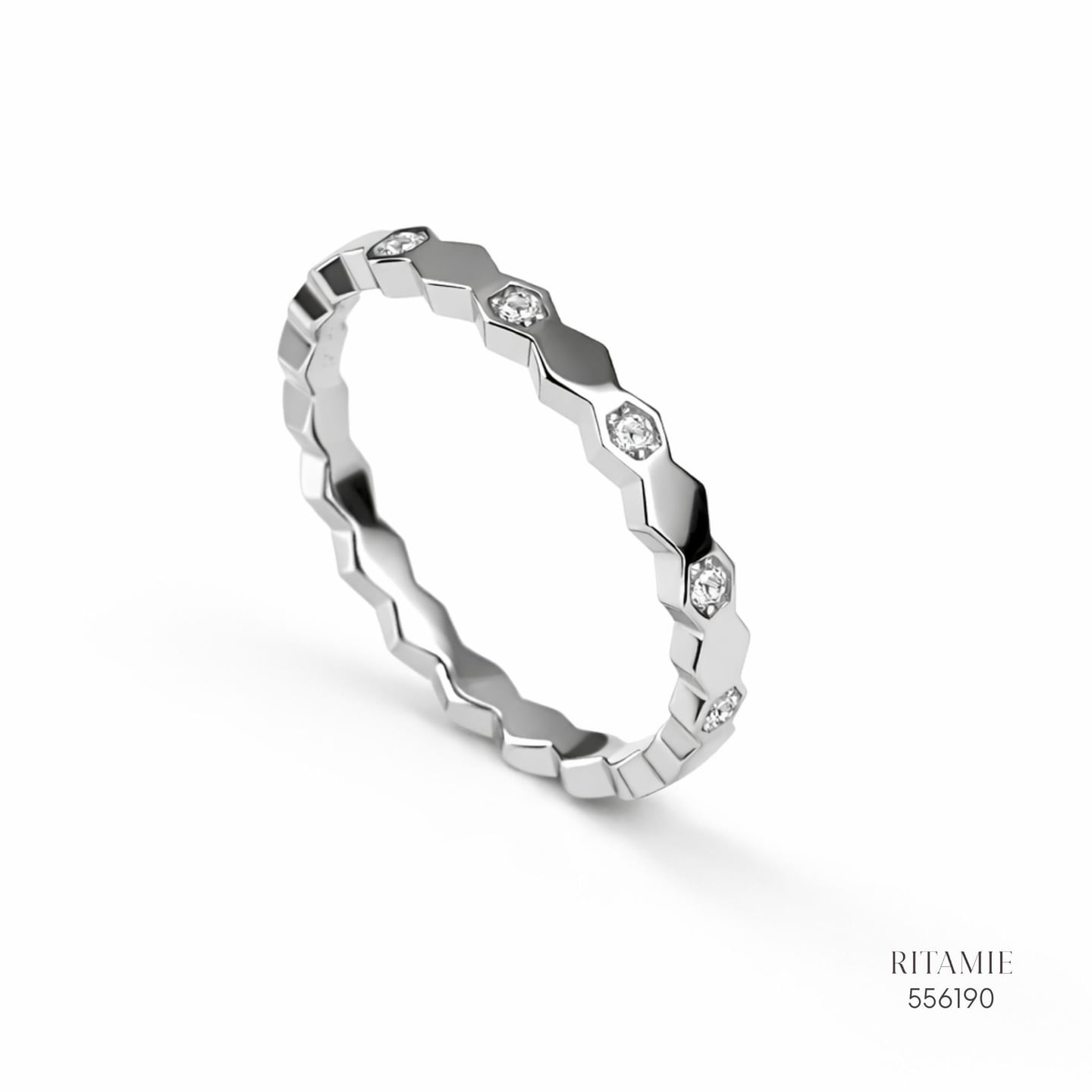 Honeycomb Radiance Moissanite Silver Ring 556190