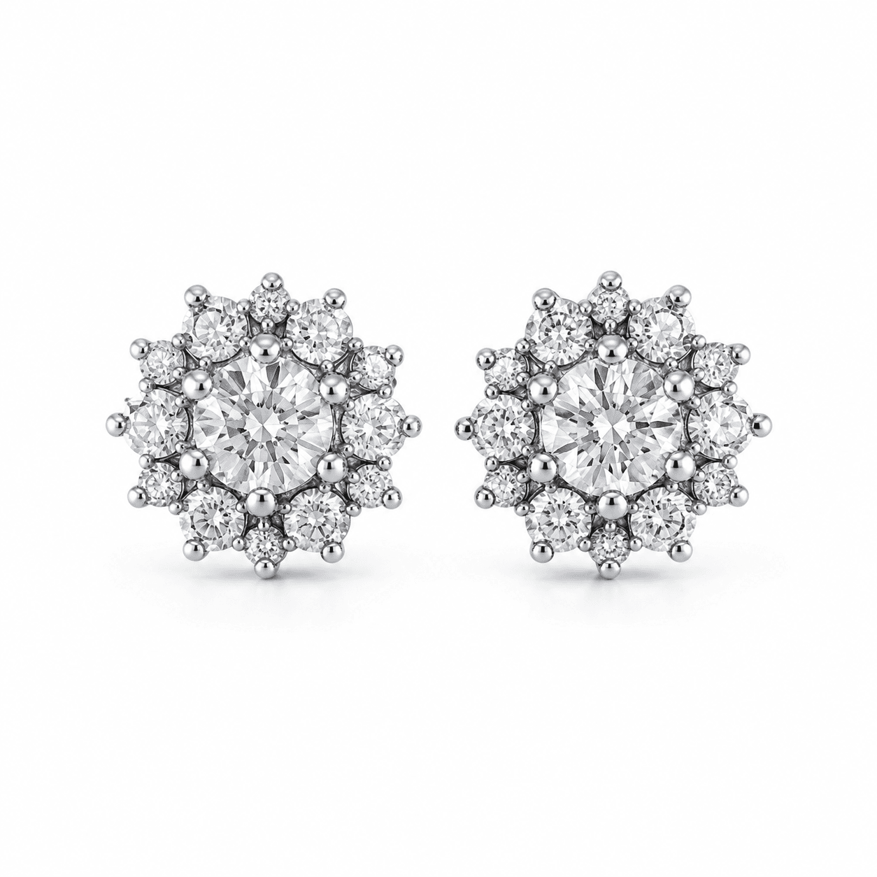 Diamond Cluster Stud Earrings 333020