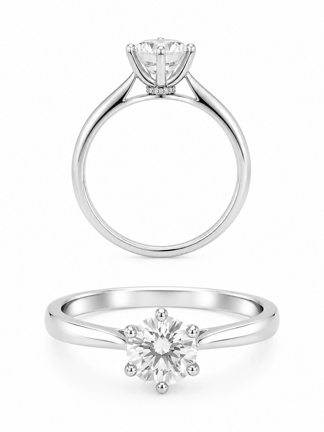 Round Crown Solitaire Diamond Ring 556233