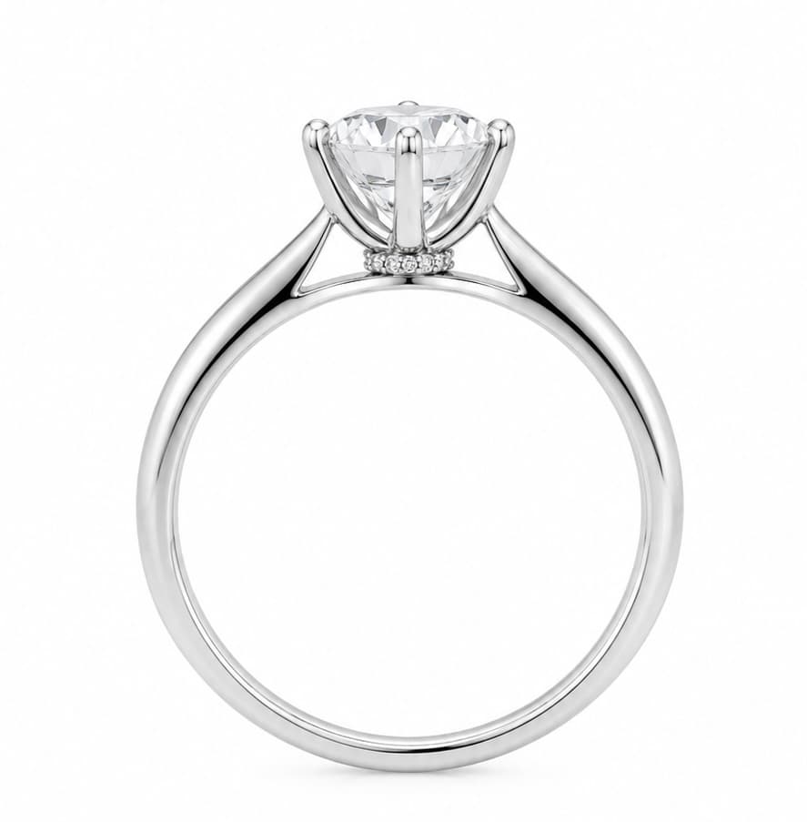 Round Crown Solitaire Diamond Ring 556233