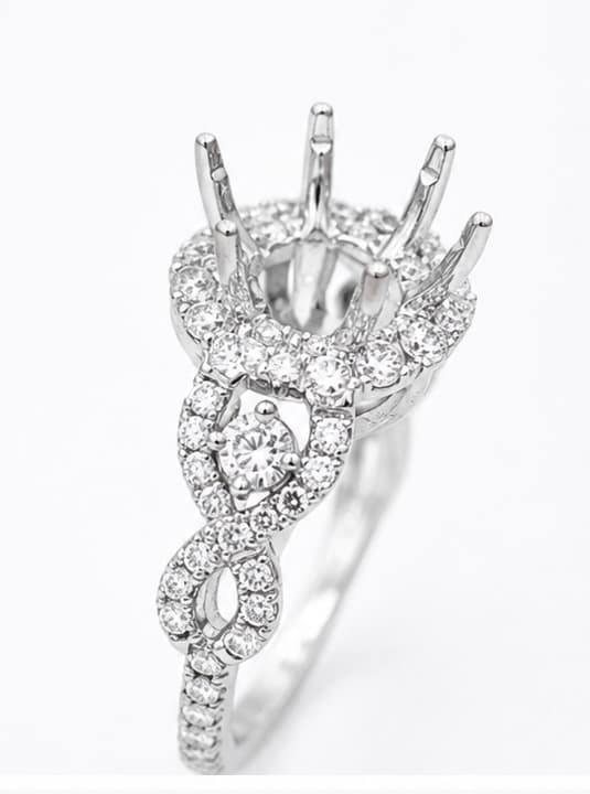 Diamond Halo Twisted Shank Ring 556306