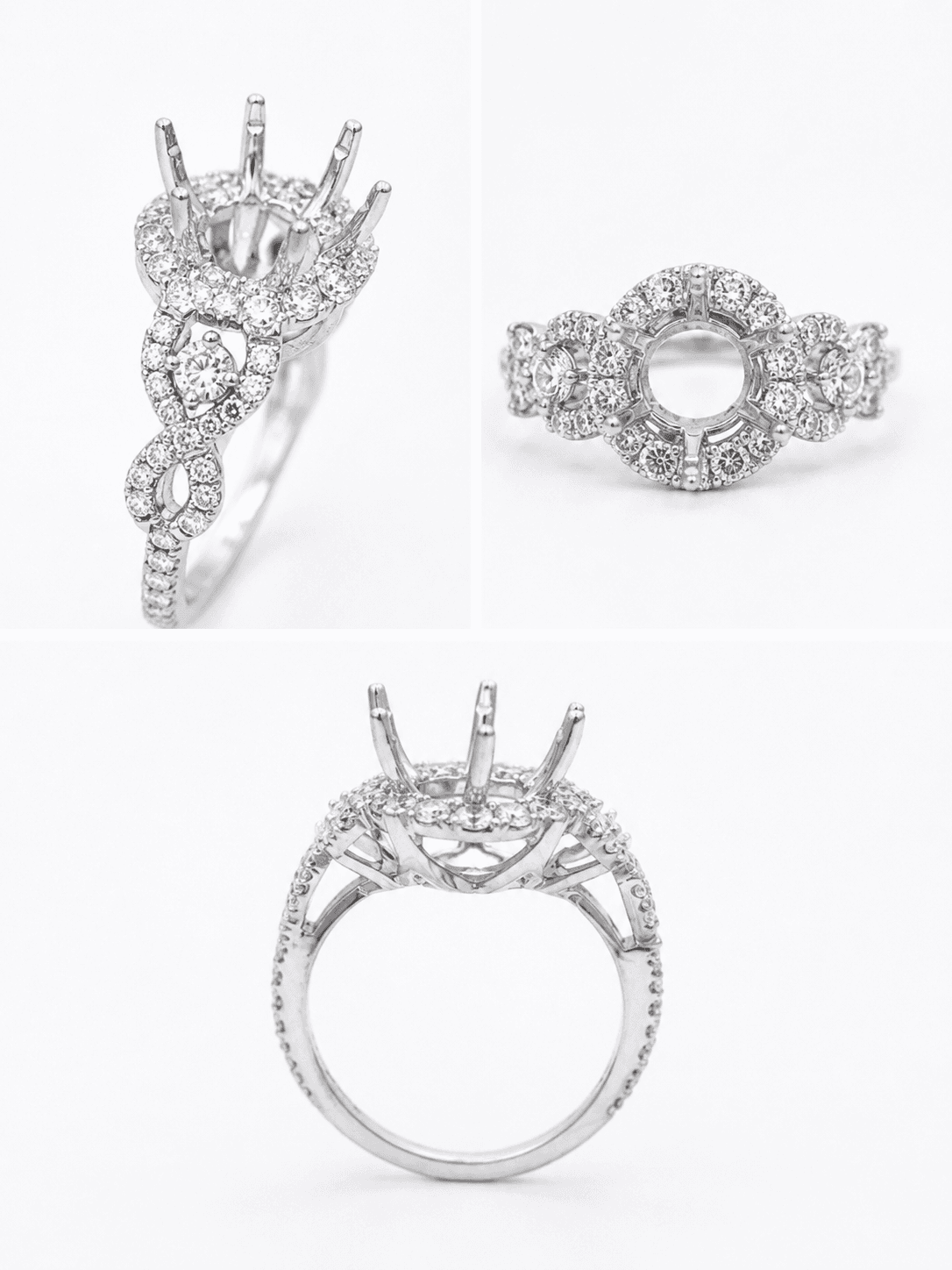Diamond Halo Twisted Shank Ring 556306