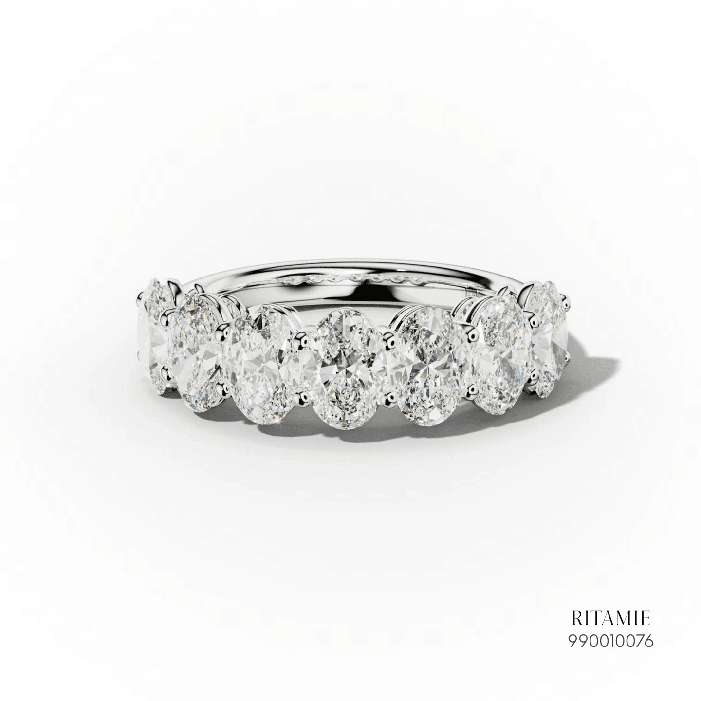 Oval Diamond White Gold Anniversary Band Ring 990010076