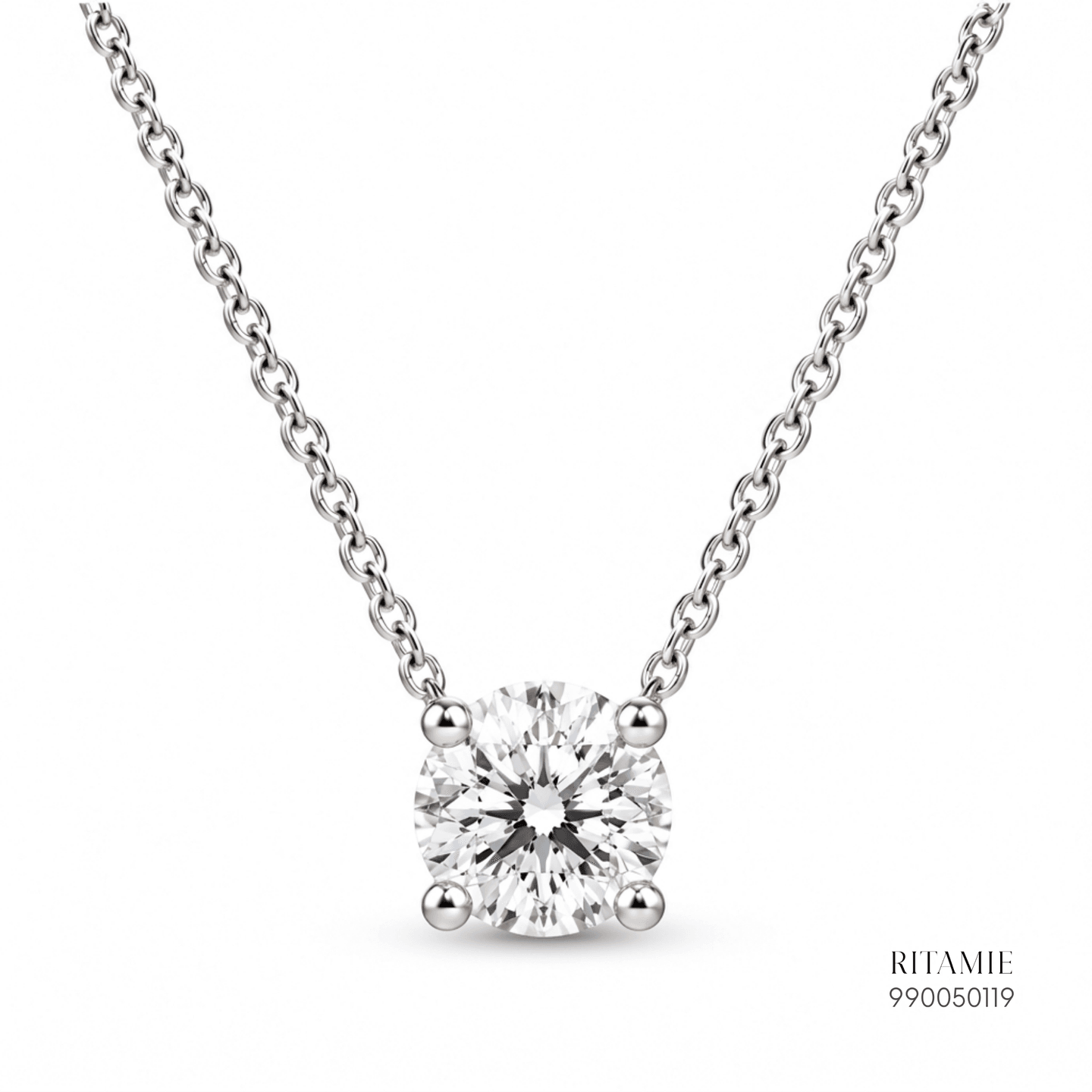 Four-Prong Round Solitaire Diamond Pendant Necklace 990050119