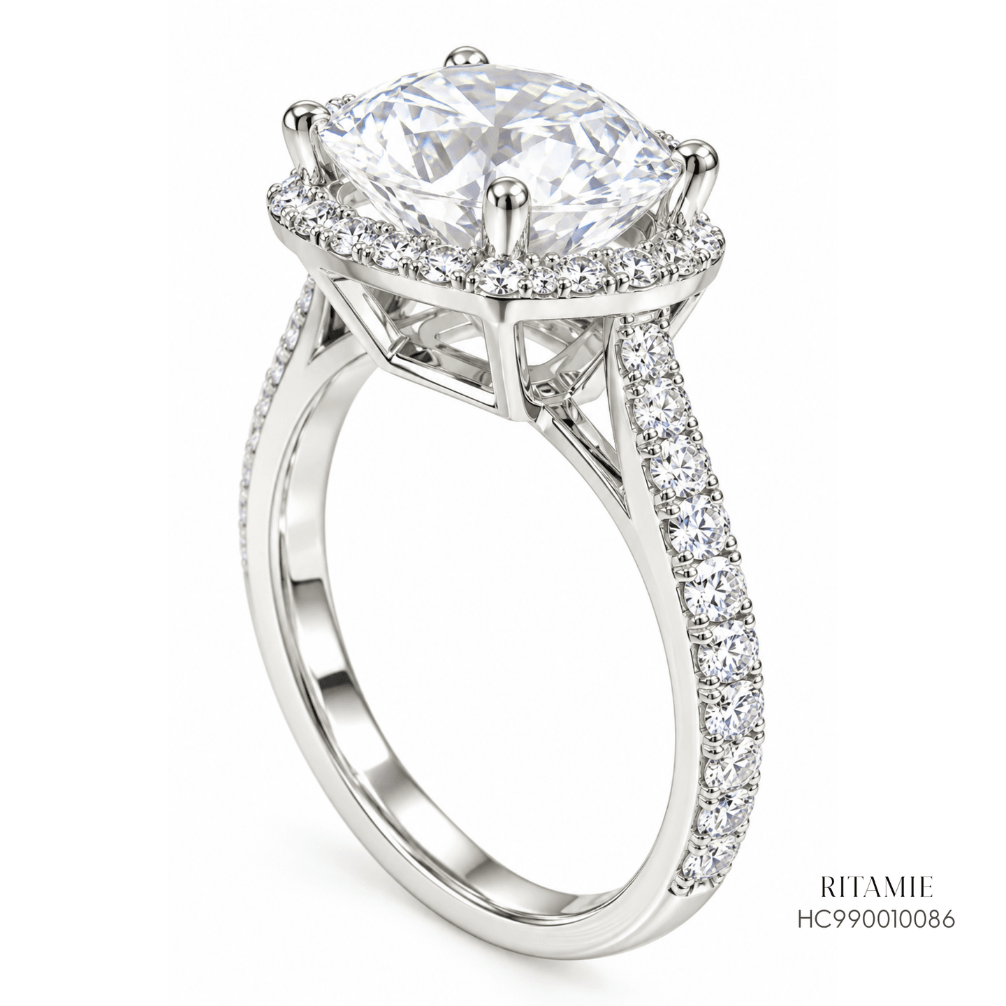 Round Brilliant Cut Lab Grown Diamond Halo Ring HC990010086