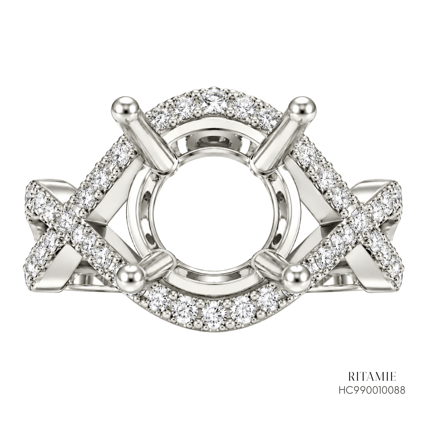 Pave Infinity Halo Diamond Ring Setting (4CT) HC990010088