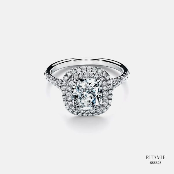 Double Halo 10K White Gold Lab Grown Diamond Ring 555523