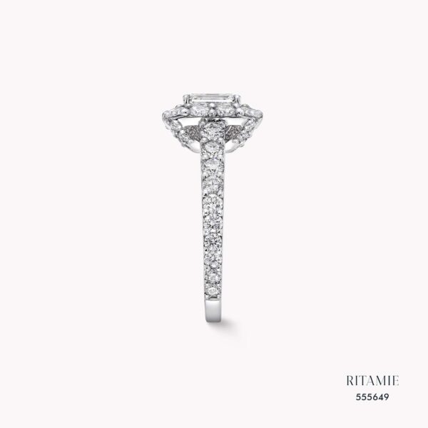 Alternative view of Emerald-Cut Lab-Grown Diamond Halo Ring 555649