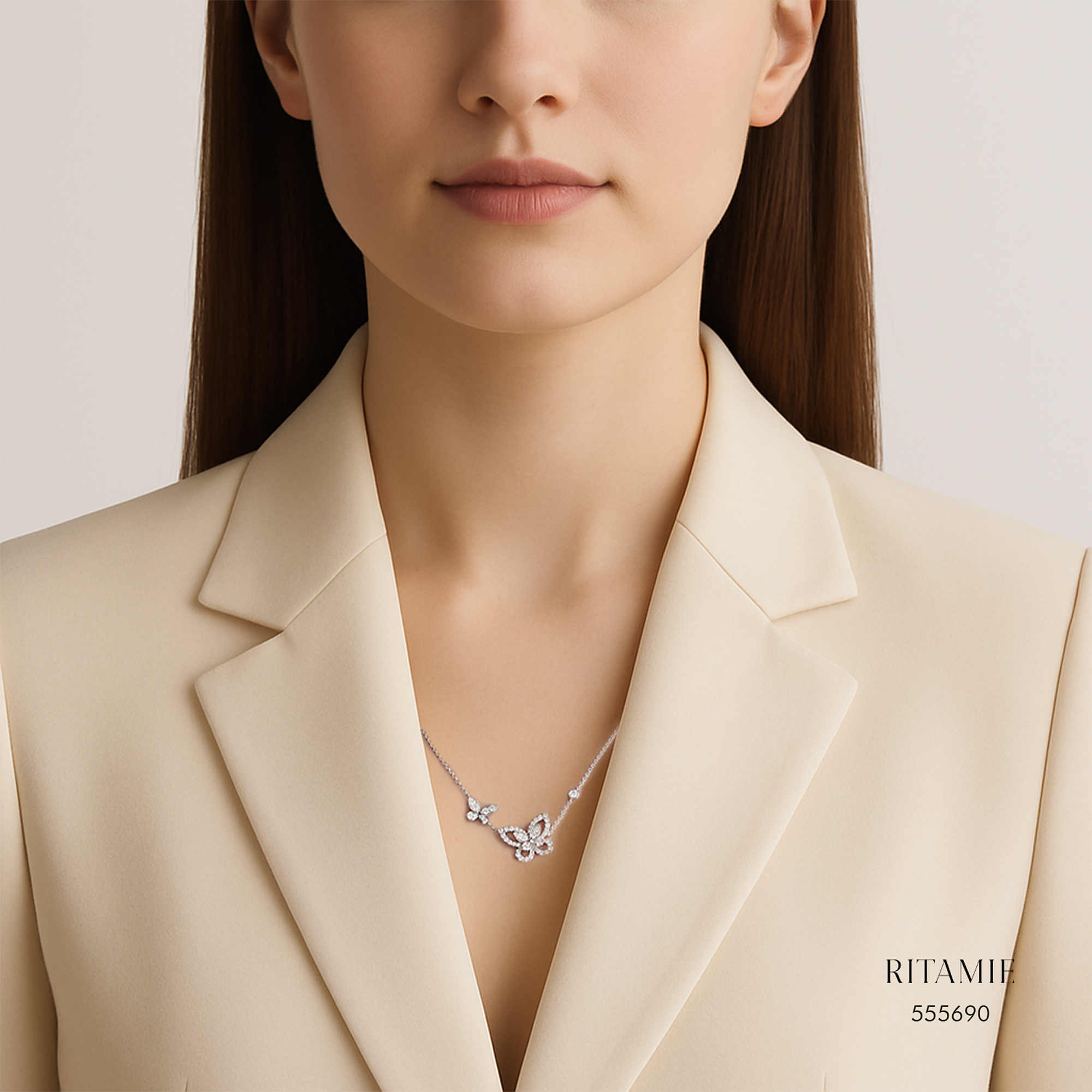 Butterfly Duet Diamond Necklace 555690