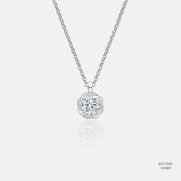 Floral Halo Lab-Grown Diamond Pendant 555809