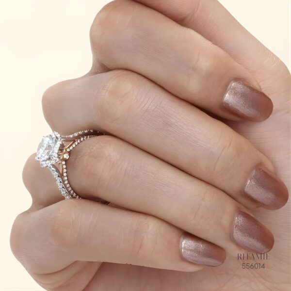 Alternative view of Classic Halo Round Engagement Ring 556014